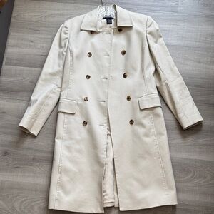 Brooks Brothers Cream Double-Breasted Trench Coat, size 2